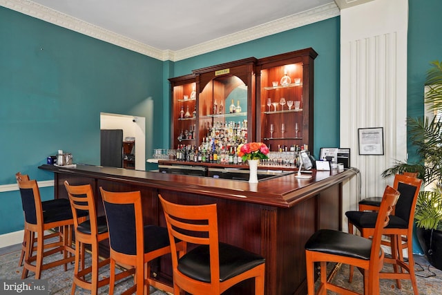 bar with crown molding