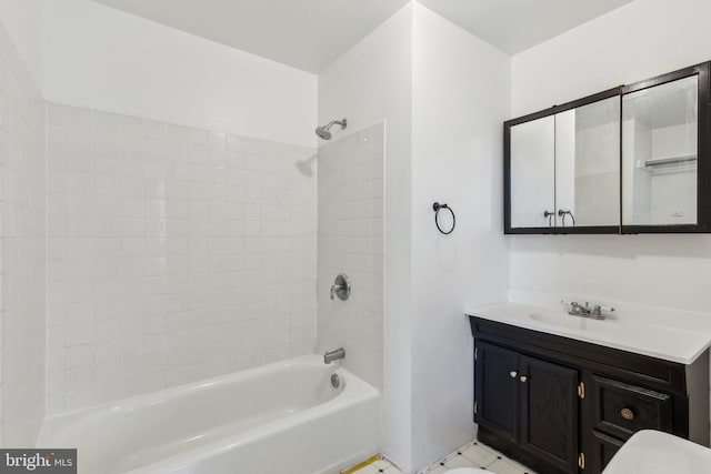 bathroom with vanity and tub / shower combination