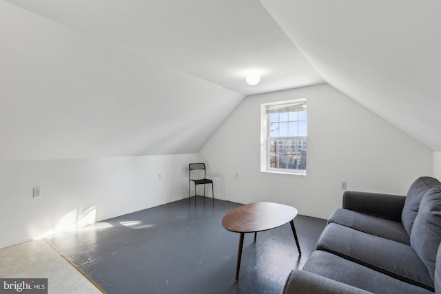 interior space featuring vaulted ceiling