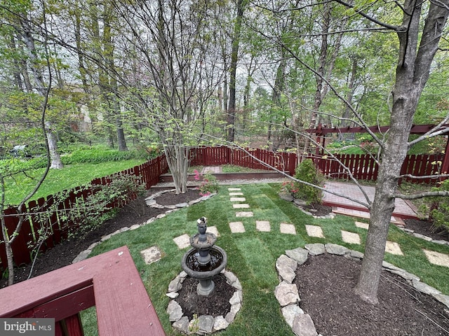 view of yard featuring a fenced backyard