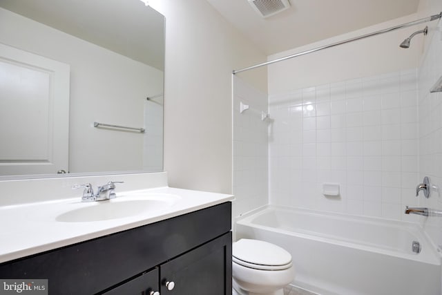 full bathroom with vanity, toilet, and shower / bathing tub combination