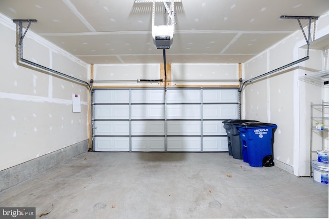 garage with a garage door opener