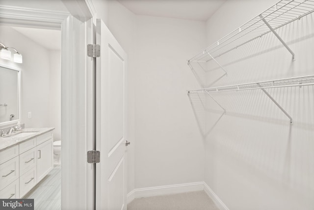 spacious closet featuring sink