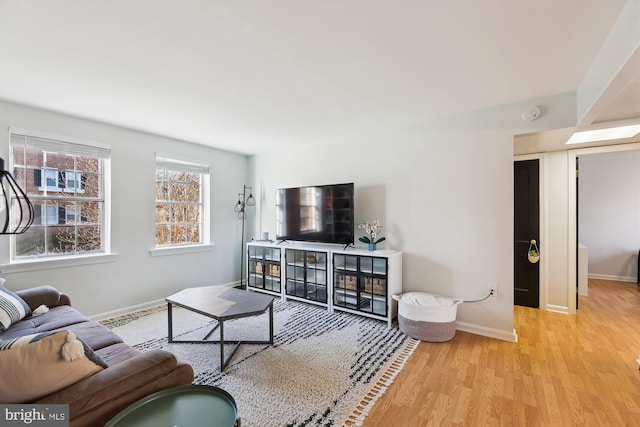 living room featuring light hardwood / wood-style floors