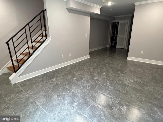 basement with crown molding