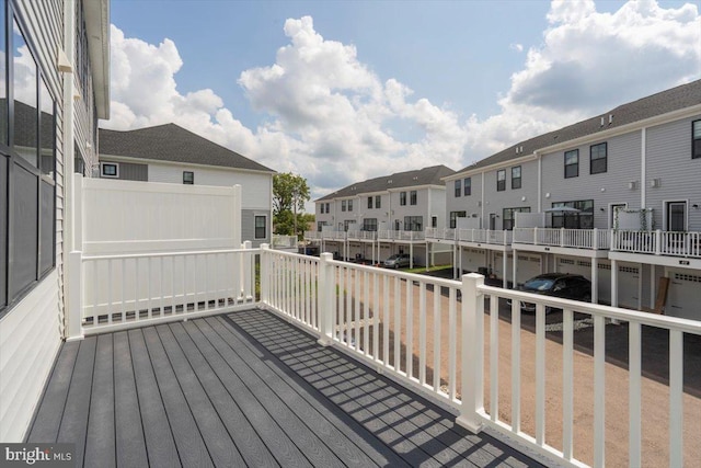 deck with a residential view