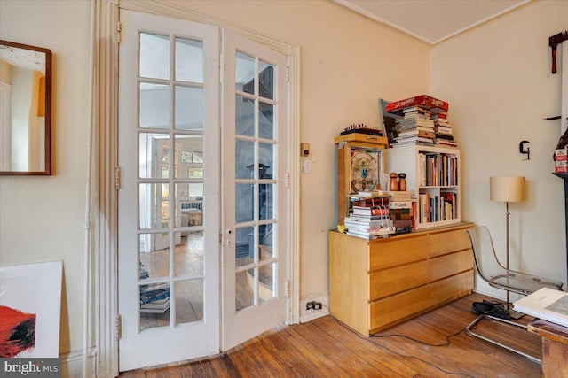 doorway featuring hardwood / wood-style floors