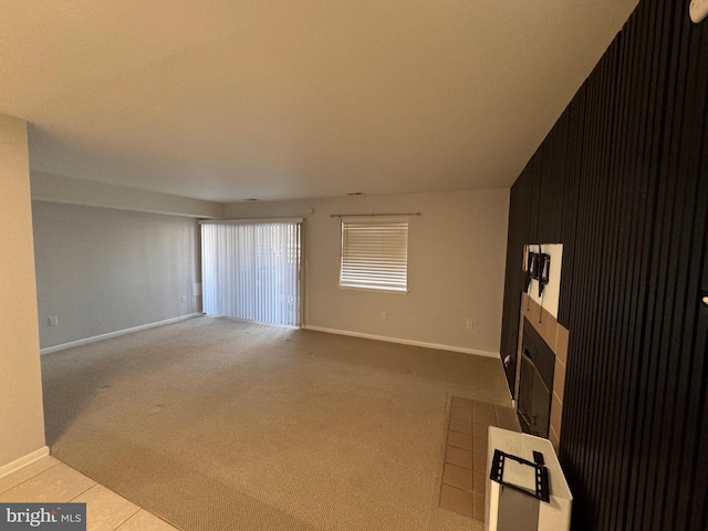 living room featuring light colored carpet