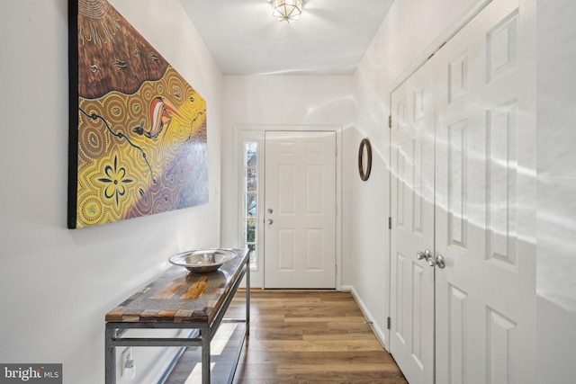 interior space with hardwood / wood-style floors