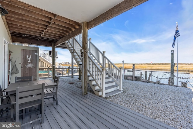 deck with a water view