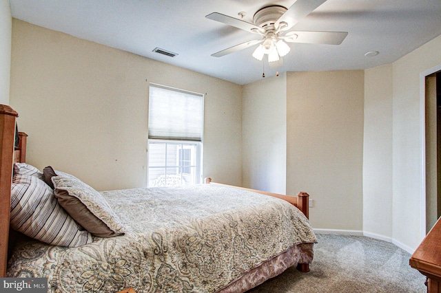 bedroom with carpet and ceiling fan