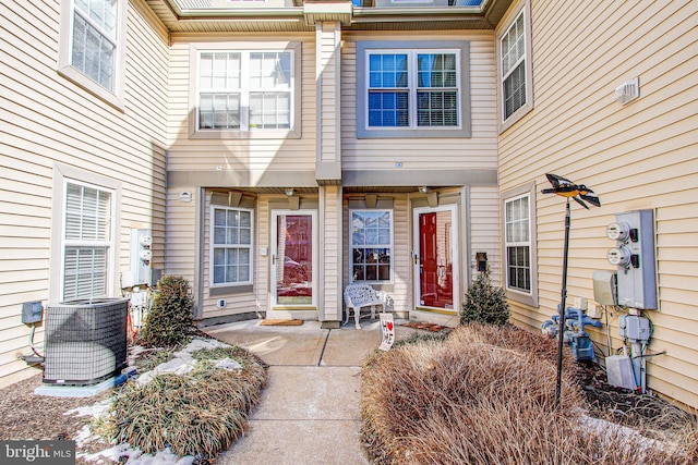 entrance to property featuring central AC