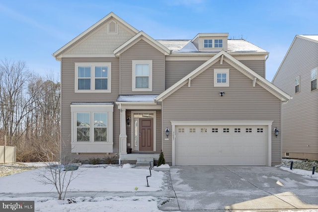 view of front facade featuring a garage