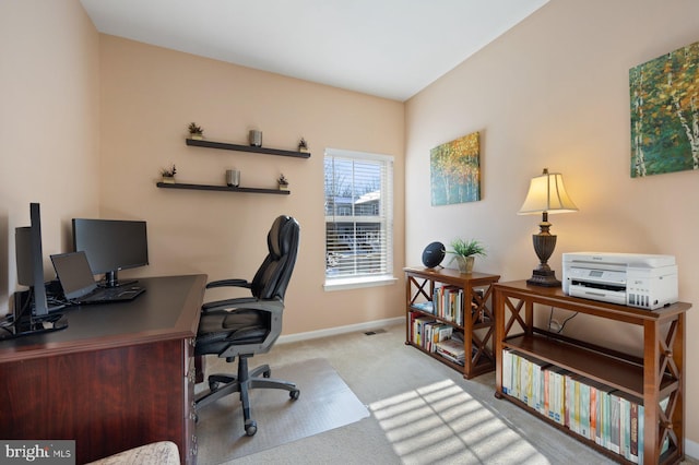 office area with light carpet