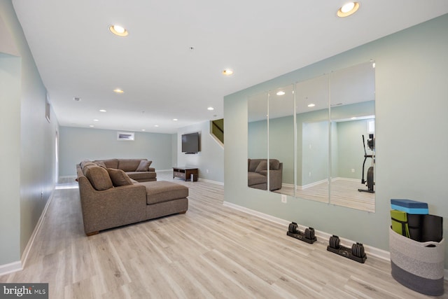 living room featuring light wood-type flooring