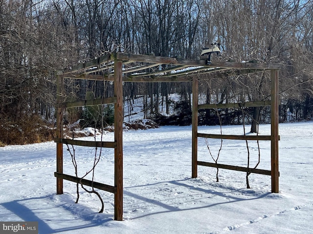 view of yard covered in snow