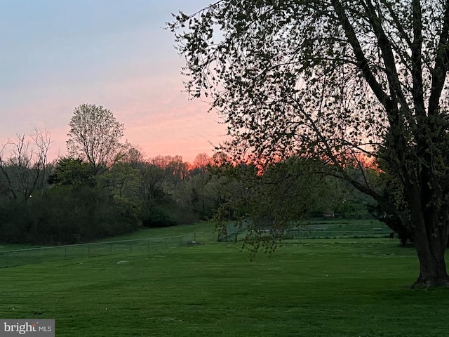 view of yard at dusk