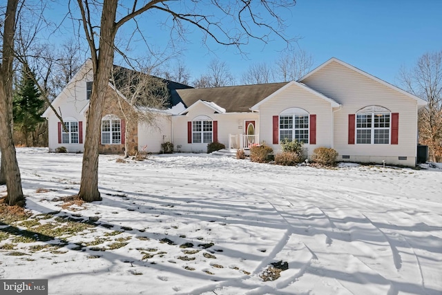 single story home featuring crawl space and central AC