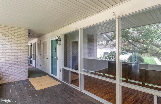 view of unfurnished sunroom