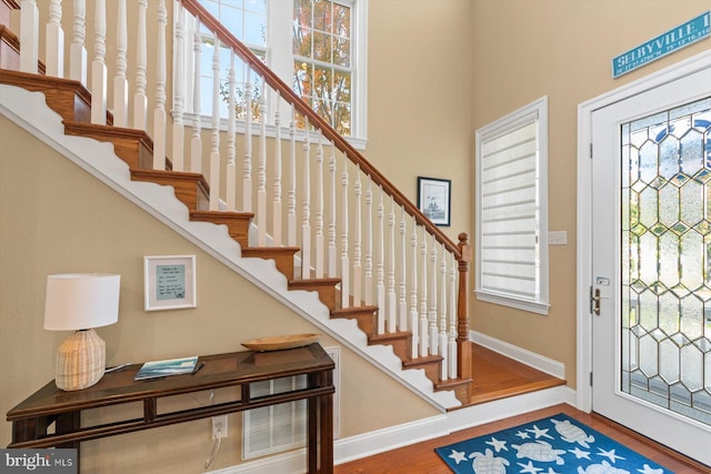 foyer featuring wood-type flooring and a wealth of natural light