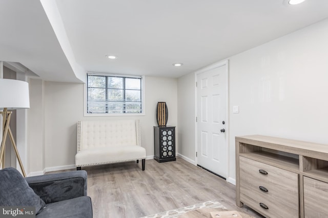 sitting room with light wood-type flooring