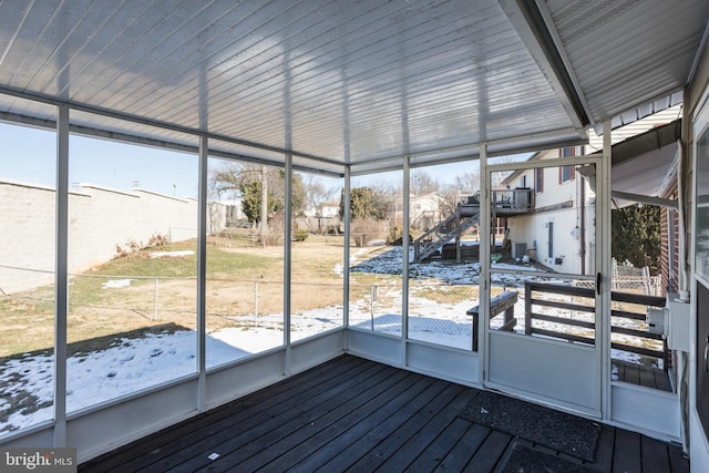 view of unfurnished sunroom