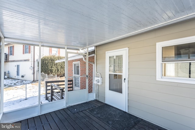 view of unfurnished sunroom