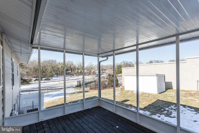 view of unfurnished sunroom