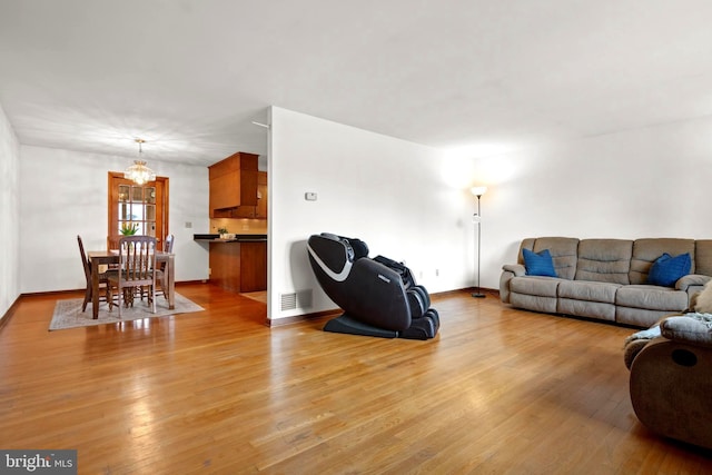 living room featuring light hardwood / wood-style flooring