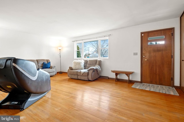 interior space with light hardwood / wood-style floors