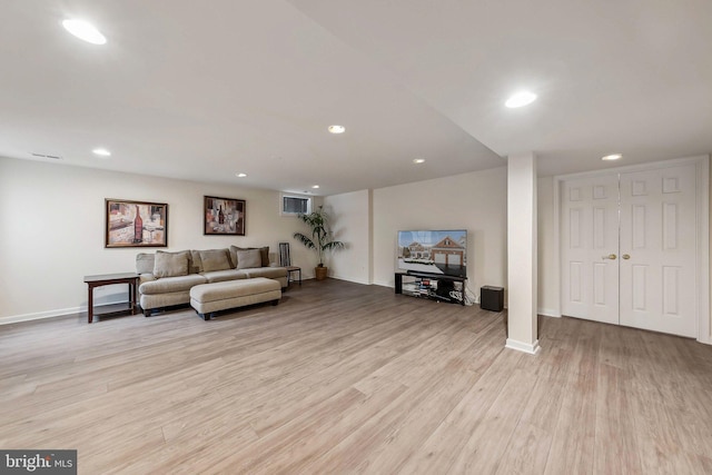 living room featuring light hardwood / wood-style flooring