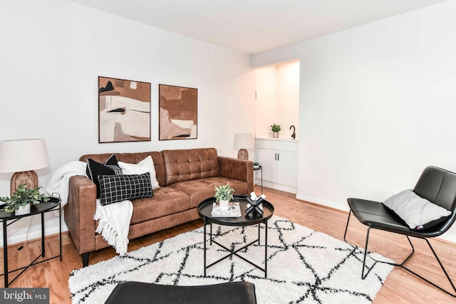 living room with light hardwood / wood-style floors