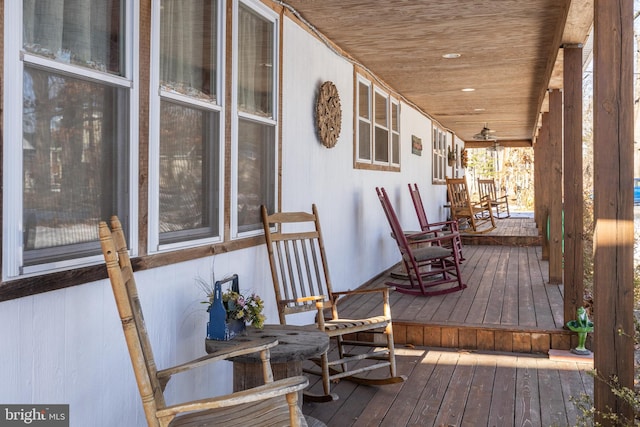 deck featuring covered porch