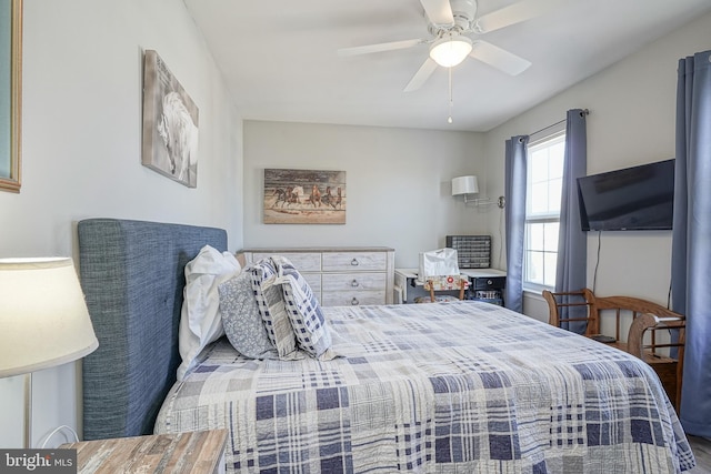 bedroom featuring ceiling fan