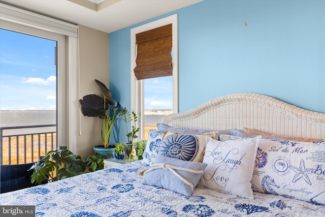 bedroom with a water view