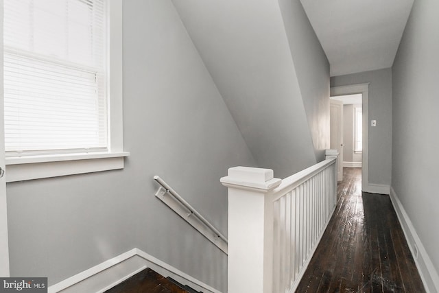 hallway featuring a wealth of natural light and hardwood / wood-style floors