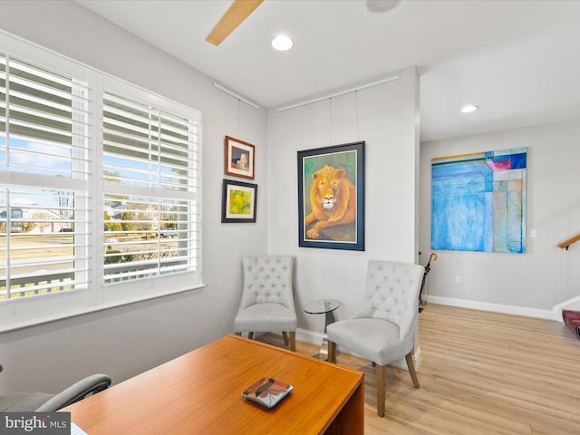 office area featuring light hardwood / wood-style floors