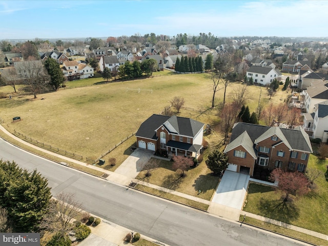 aerial view with a residential view