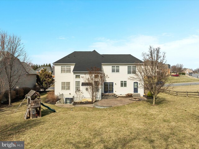 903 Crestview Ter, Winchester, VA 22601 - rear view of house featuring a yard, a playground, fence, and entry steps