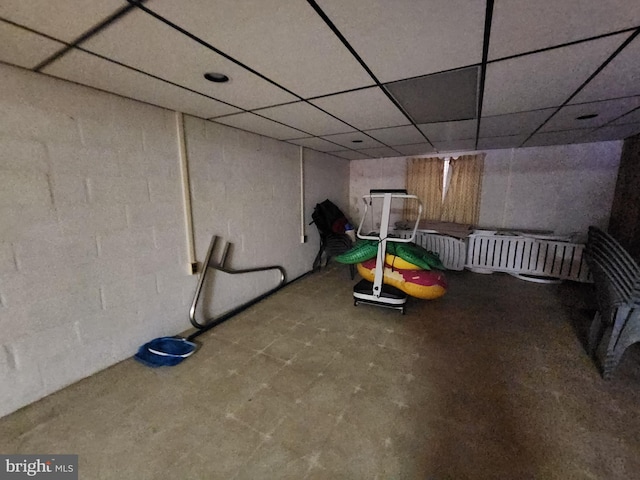 980 Creek Rd, Downingtown, PA 19335 - finished basement featuring a paneled ceiling and concrete block wall