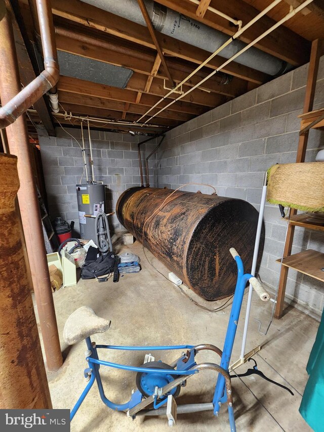 980 Creek Rd, Downingtown, PA 19335 - unfinished basement with heating fuel, concrete block wall, and water heater