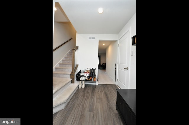 hall featuring dark hardwood / wood-style flooring