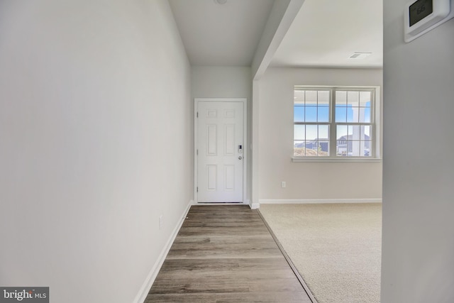 interior space with light hardwood / wood-style floors