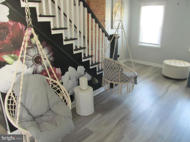 348 Broad St, Mount Holly, NJ 08060 - staircase with baseboards and wood finished floors