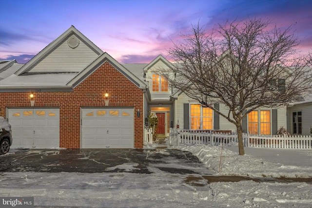 view of front of house with a garage