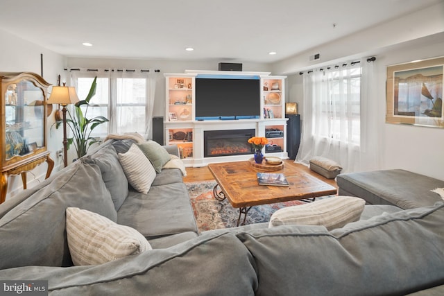 living room with hardwood / wood-style flooring