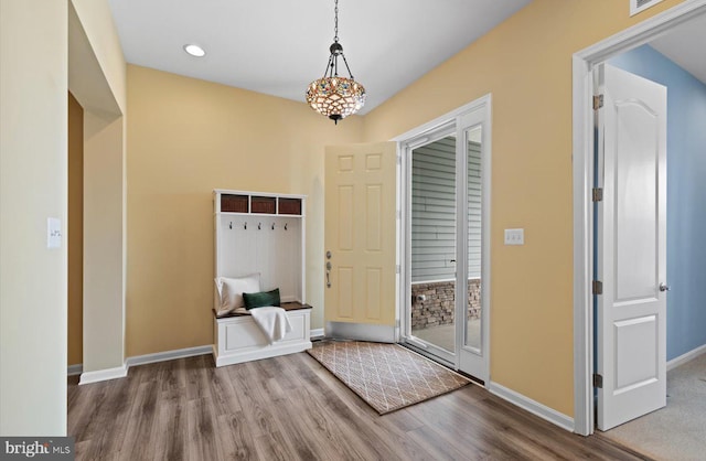 doorway featuring hardwood / wood-style flooring