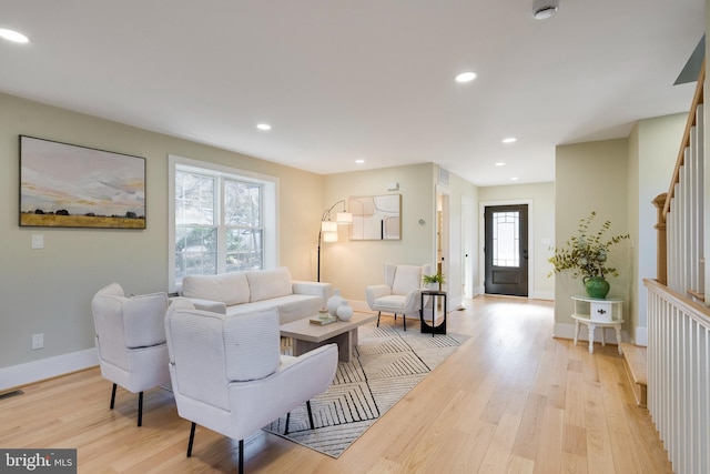 living room featuring light hardwood / wood-style flooring