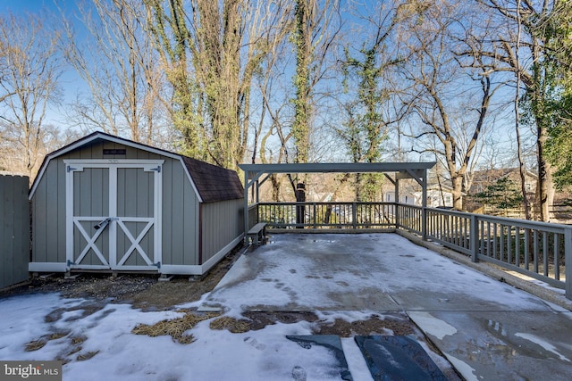 view of snow covered structure