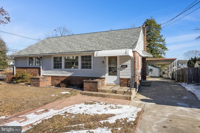 view of front of house with a carport